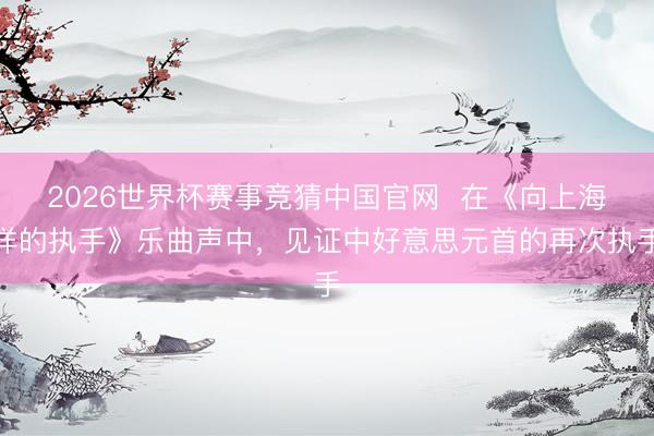 2026世界杯赛事竞猜中国官网  在《向上海洋的执手》乐曲声中，见证中好意思元首的再次执手