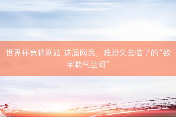世界杯竞猜网站 这届网民，唯恐失去临了的“数字喘气空间”