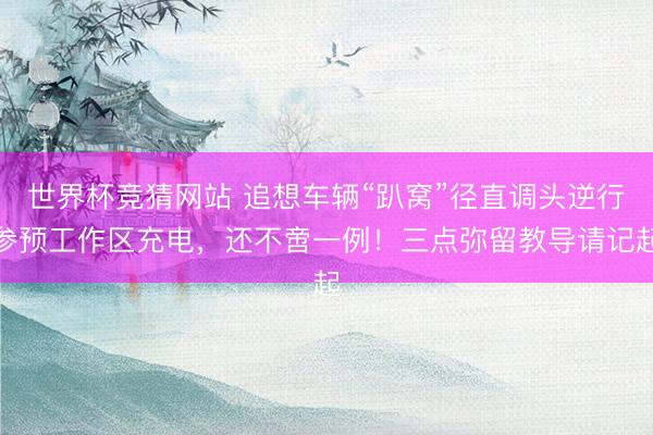 世界杯竞猜网站 追想车辆“趴窝”径直调头逆行参预工作区充电,还不啻一例!三点弥留教导请记起
