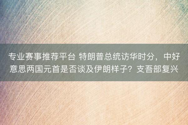 专业赛事推荐平台 特朗普总统访华时分，中好意思两国元首是否谈及伊朗样子？支吾部复兴