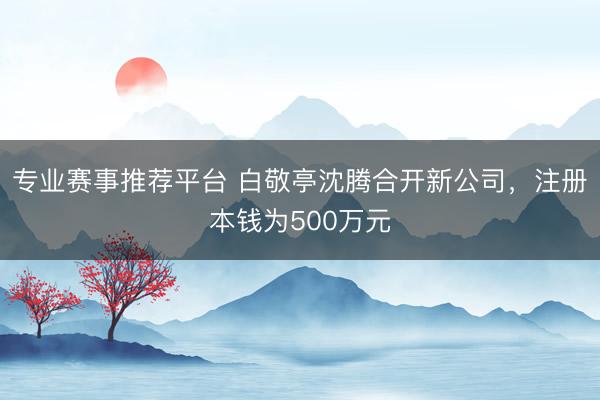 专业赛事推荐平台 白敬亭沈腾合开新公司，注册本钱为500万元