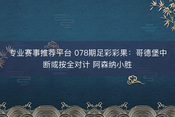 专业赛事推荐平台 078期足彩彩果:哥德堡中断或按全对计 阿森纳小胜