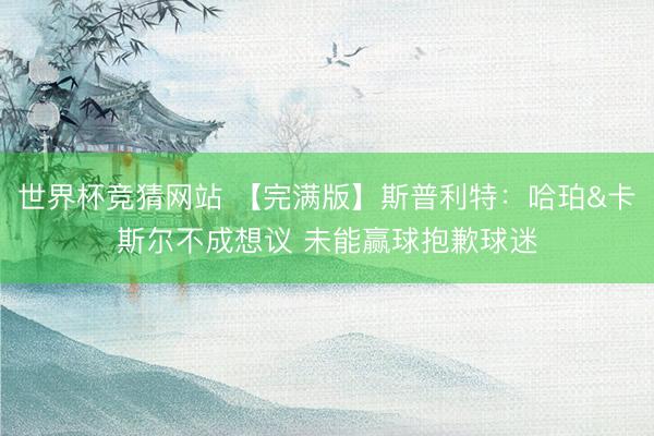 世界杯竞猜网站 【完满版】斯普利特：哈珀&卡斯尔不成想议 未能赢球抱歉球迷