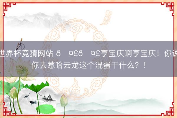 世界杯竞猜网站 🤣🤣亨宝庆啊亨宝庆！你说你去惹哈云龙这个混蛋干什么？！
