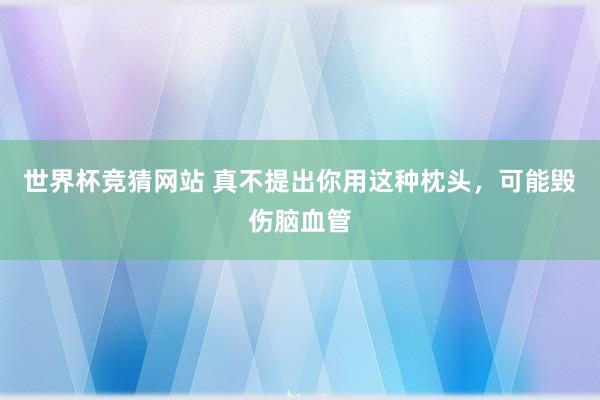 世界杯竞猜网站 真不提出你用这种枕头，可能毁伤脑血管